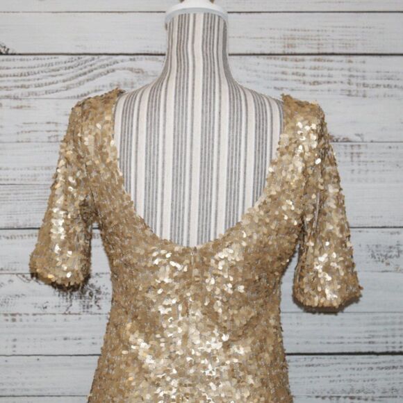 Ark & Co. Gold Co Short Cocktail Sequin Dress Size Medium - Picture 7 of 9